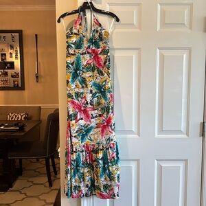 Hand made Hawaiin tropical halter maxi dress